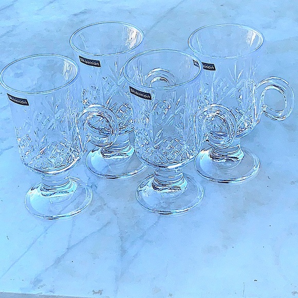 GODINGER DUBLIN CRYSTAL IRISH COFFEE MUGS 6 OZ SET OF 4 - Picture 2 of 8